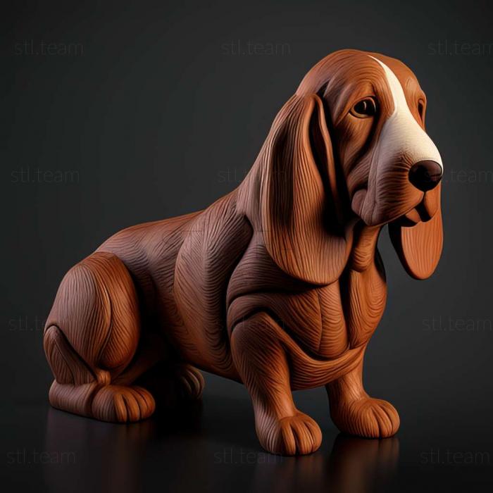 3D model Red Breton Basset dog (STL)